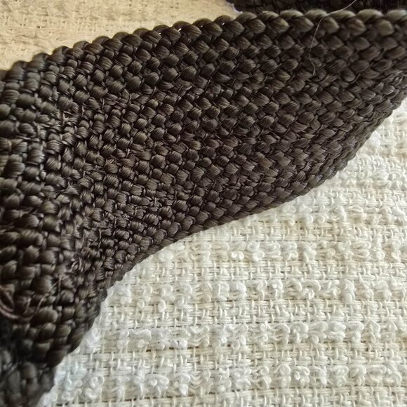 Vintage Deep Olive Woven Nylon Belt with Etched Bead Ties - Picture 4 of 7